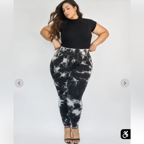 FASHION TO FIGURE Tie Dye High-Rise Jeggings Leggings Pants Black White Size 4X - Picture 2 of 12